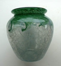 Load image into Gallery viewer, SCOTTISH GLASS. 1940s 1950s Clear Blue and Green Vasart Vase SIGNED
