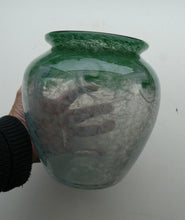 Load image into Gallery viewer, SCOTTISH GLASS. 1940s 1950s Clear Blue and Green Vasart Vase SIGNED

