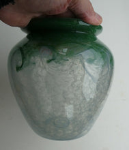 Load image into Gallery viewer, SCOTTISH GLASS. 1940s 1950s Clear Blue and Green Vasart Vase SIGNED
