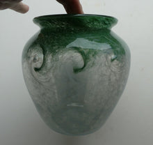 Load image into Gallery viewer, SCOTTISH GLASS. 1940s 1950s Clear Blue and Green Vasart Vase SIGNED
