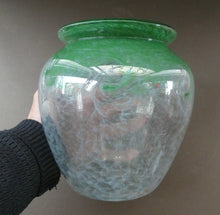 Load image into Gallery viewer, SCOTTISH GLASS. 1940s 1950s Clear Blue and Green Vasart Vase SIGNED
