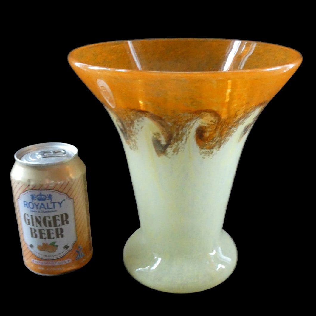 Fine Vintage Large Art Glass Vase, 1940s or 1950s. 7 1/2 inches in height  Vasart Scottish Glass