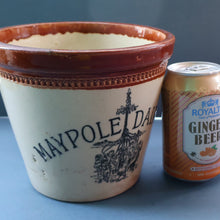 Load image into Gallery viewer, SCOTTISH POTTERY. Antique PORT DUNDAS (Glasgow) 4 lbs Stoneware Crock with Handle. MAYPOLE DAIRY 
