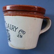 Load image into Gallery viewer, SCOTTISH POTTERY. Antique PORT DUNDAS (Glasgow) 4 lbs Stoneware Crock with Handle. MAYPOLE DAIRY 

