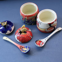 Load image into Gallery viewer, Contemporary. Decorative PAIR of Old Tupton Ware Honey Pots with Spoons
