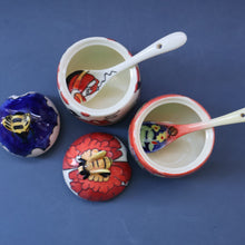 Load image into Gallery viewer, Contemporary. Decorative PAIR of Old Tupton Ware Honey Pots with Spoons
