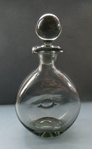Vintage DANISH Holmegaard Art Glass Decanter by Per Lutken with Dimpled Side and Large Ball Stopper. DANICA Design
