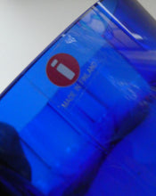Load image into Gallery viewer, FINNISH 1994 Shallow Blue Glass SAVOY Vase. Iconic Mid Century Design by Alvar Aalto for Iittala, Finland. With acid etched signature 
