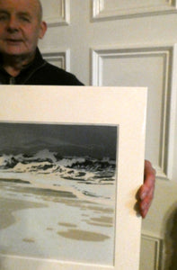 Collectable 1930s Original COLOUR WOODCUT Entitled "Breakers" by Oscar Droege. Pencil Signed