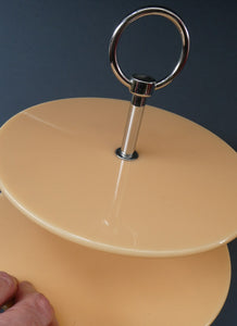 1950s Vintage Perspeix Cake Stand with Peach Coloured Plates and Chrome Stand