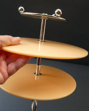 Load image into Gallery viewer, 1950s Vintage Perspeix Cake Stand with Peach Coloured Plates and Chrome Stand
