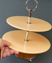 Load image into Gallery viewer, 1950s Vintage Perspeix Cake Stand with Peach Coloured Plates and Chrome Stand
