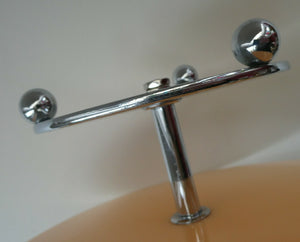 1950s Vintage Perspeix Cake Stand with Peach Coloured Plates and Chrome Stand