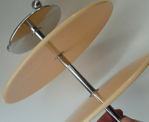 1950s Vintage Perspeix Cake Stand with Peach Coloured Plates and Chrome Stand