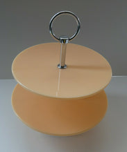 Load image into Gallery viewer, 1950s Vintage Perspeix Cake Stand with Peach Coloured Plates and Chrome Stand
