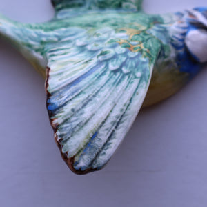 Vintage Beswick Wall Plaque in the Shape of a Little Blue Tit in Flight (Model No. 705)