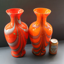Load image into Gallery viewer, Large Bulbous Italian V.B Opaline ZEBRA Stripe Glass Vase. 13 1/4 inches in height
