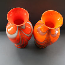Load image into Gallery viewer, Large Bulbous Italian V.B Opaline ZEBRA Stripe Glass Vase. 13 1/4 inches in height
