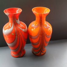 Load image into Gallery viewer, Large Bulbous Italian V.B Opaline ZEBRA Stripe Glass Vase. 13 1/4 inches in height
