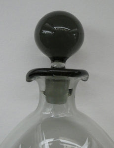Vintage DANISH Holmegaard Art Glass Decanter by Per Lutken with Dimpled Side and Large Ball Stopper. DANICA Design
