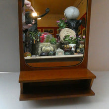 Load image into Gallery viewer, 1960s DANISH Pedersen &amp; Hansen (P&amp;H) wall mirror in a teak wooden frame with a small integrated shelf
