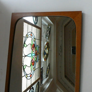 1960s DANISH Pedersen & Hansen (P&H) wall mirror in a teak wooden frame with a small integrated shelf