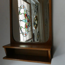 Load image into Gallery viewer, 1960s DANISH Pedersen &amp; Hansen (P&amp;H) wall mirror in a teak wooden frame with a small integrated shelf
