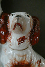 Load image into Gallery viewer, Antique Staffordshire King Charles Spaniel Dogs Sitting on Top of a Barrel. Genuine Victorian Figurine
