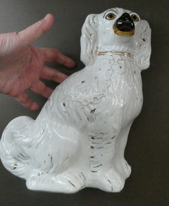Antique Pair of Staffordshire Chimney Spaniels or Wally Dogs. 11 inches. Yellow Eyes