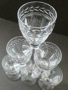 Set of Six STUART CRYSTAL ARUNDEL Pattern Small Cordial or Liqueur Glasses. 2 3/4 inches