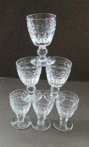 Set of Six STUART CRYSTAL ARUNDEL Pattern Small Cordial or Liqueur Glasses. 2 3/4 inches