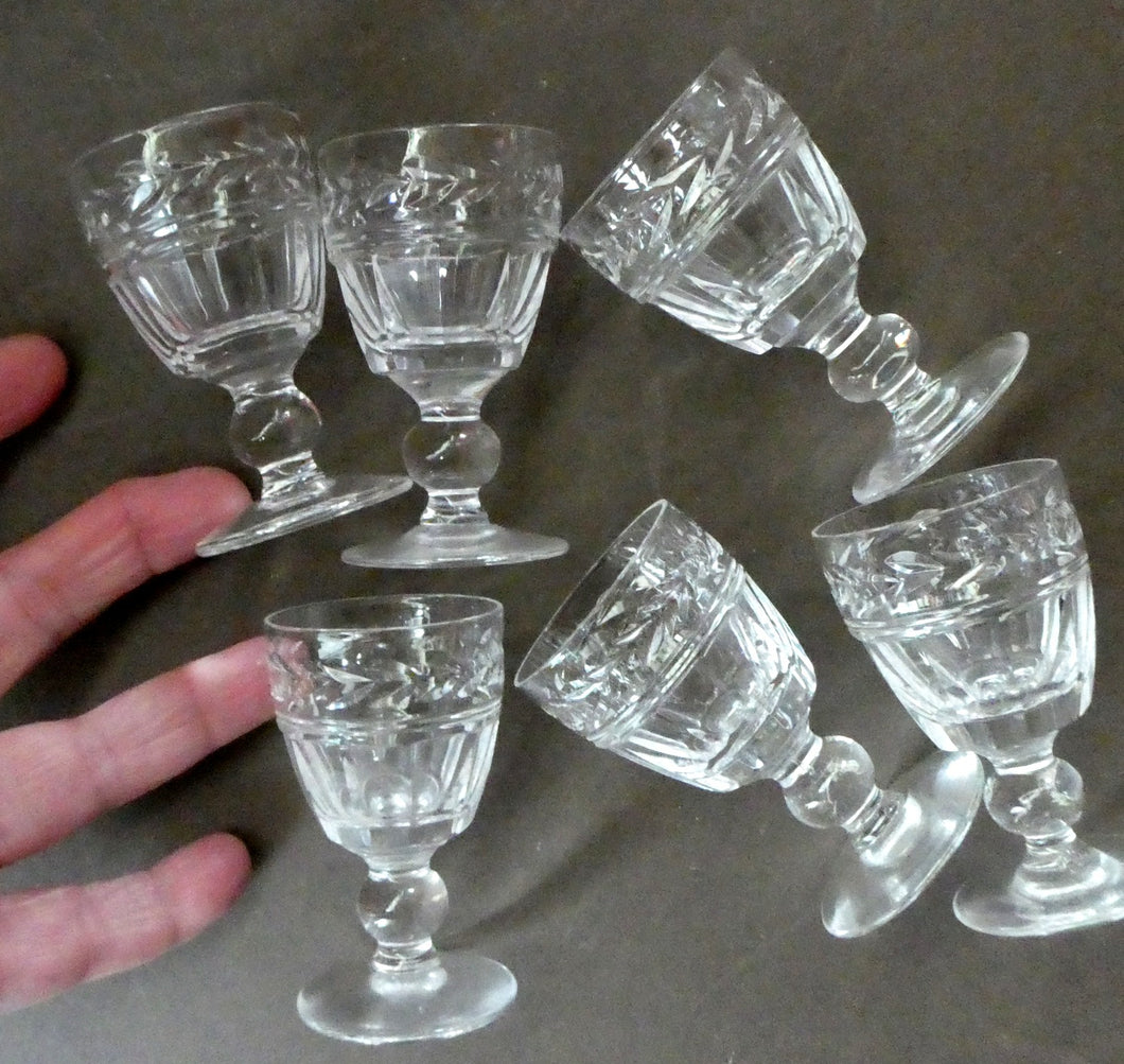 Set of Six STUART CRYSTAL ARUNDEL Pattern Small Cordial or Liqueur Glasses. 2 3/4 inches