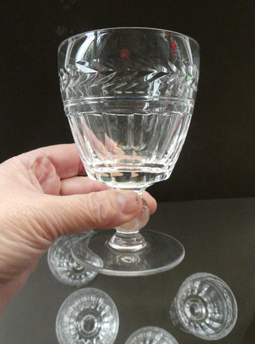    Set of Six STUART CRYSTAL ARUNDEL Pattern Wine Glasses or Goblets. 4 7/8 inches