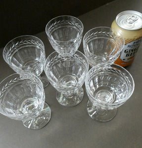 Set of Six STUART CRYSTAL ARUNDEL Pattern Small Wine Glasses. 4 1/8 inches