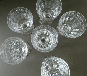 Set of Six STUART CRYSTAL ARUNDEL Pattern Small Wine Glasses. 4 1/8 inches