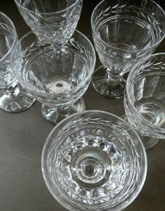 Set of Six STUART CRYSTAL ARUNDEL Pattern Sherry or Port Glasses. 3 1/2 inches