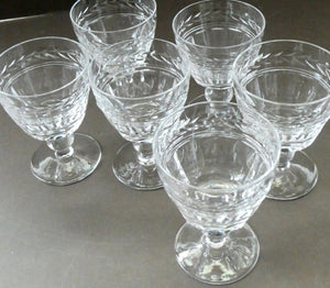 Set of Six STUART CRYSTAL ARUNDEL Pattern Sherry or Port Glasses. 3 1/2 inches