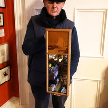 Load image into Gallery viewer, Stylish Antique Mirror with Marquetry Panel Above.  Quality British-Made ROWLEY Productions
