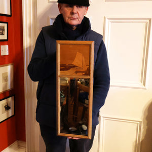 Stylish Antique Mirror with Marquetry Panel Above.  Quality British-Made ROWLEY Productions
