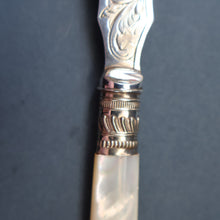 Load image into Gallery viewer, Antique Pair of Electro-Plate Berry Spoons &amp; Mother of Pearl Fruit Knife by JE &amp; SS. FITTED CASE
