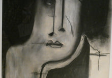 Load image into Gallery viewer, PAT DOUTHWAITE (1939 - 2002). Original LARGE 1980s Charcoal Portrait Drawing. FRAMED
