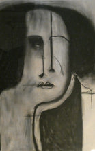 Load image into Gallery viewer, PAT DOUTHWAITE (1939 - 2002). Original LARGE 1980s Charcoal Portrait Drawing. FRAMED
