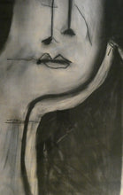 Load image into Gallery viewer, PAT DOUTHWAITE (1939 - 2002). Original LARGE 1980s Charcoal Portrait Drawing. FRAMED
