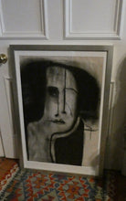 Load image into Gallery viewer, PAT DOUTHWAITE (1939 - 2002). Original LARGE 1980s Charcoal Portrait Drawing. FRAMED
