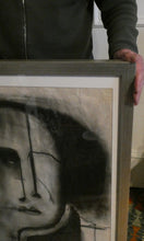 Load image into Gallery viewer, PAT DOUTHWAITE (1939 - 2002). Original LARGE 1980s Charcoal Portrait Drawing. FRAMED
