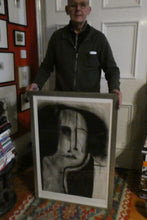 Load image into Gallery viewer, PAT DOUTHWAITE (1939 - 2002). Original LARGE 1980s Charcoal Portrait Drawing. FRAMED
