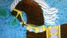 Load image into Gallery viewer, 1960s CHELSEA Studio Pottery (Joyce Morgan) Footed Shallow Bowl. Hand-Painted Horse Design

