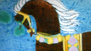1960s CHELSEA Studio Pottery (Joyce Morgan) Footed Shallow Bowl. Hand-Painted Horse Design