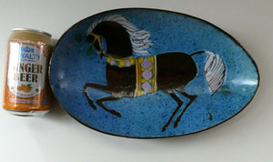 1960s CHELSEA Studio Pottery (Joyce Morgan) Footed Shallow Bowl. Hand-Painted Horse Design