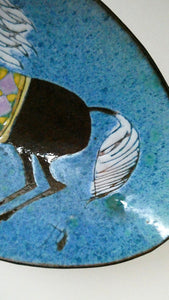 1960s CHELSEA Studio Pottery (Joyce Morgan) Footed Shallow Bowl. Hand-Painted Horse Design
